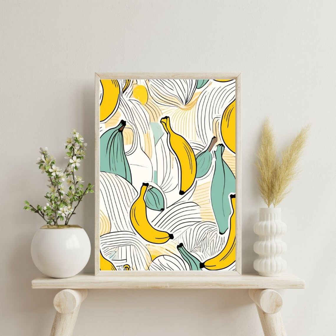 Banana Print Fruit Print Art Abstract Wall Art Art Colourful Art Maximalist Minimalistic