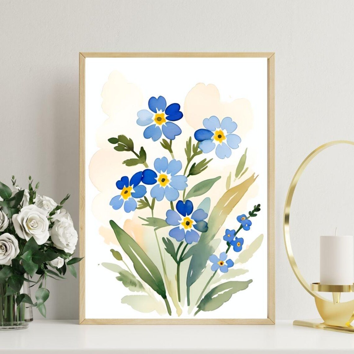 Forget Me Not Flower Abstract Botanical Art Print - Image 2