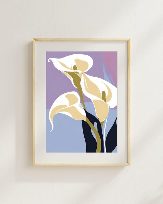 Elegant Calla Lily Wall Art Minimalist Botanical Modern Abstract Flower Soft Pastel Home Decor