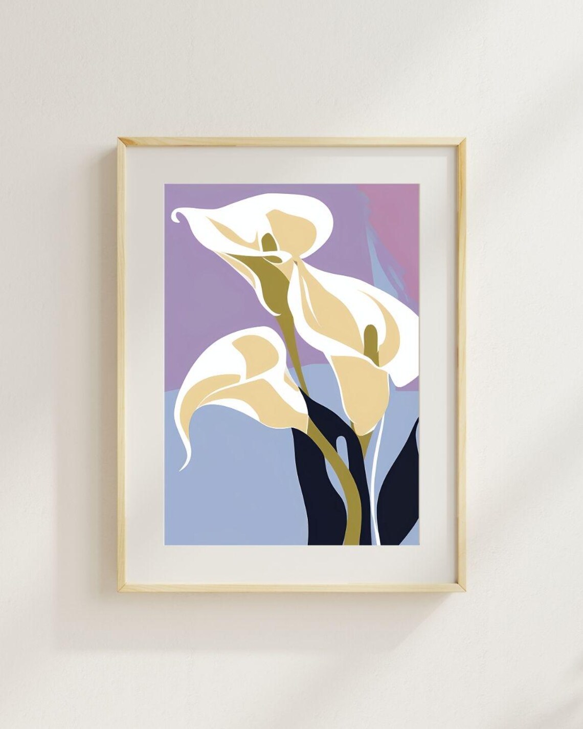 Elegant Calla Lily Wall Art Minimalist Botanical Modern Abstract Flower Soft Pastel Home Decor