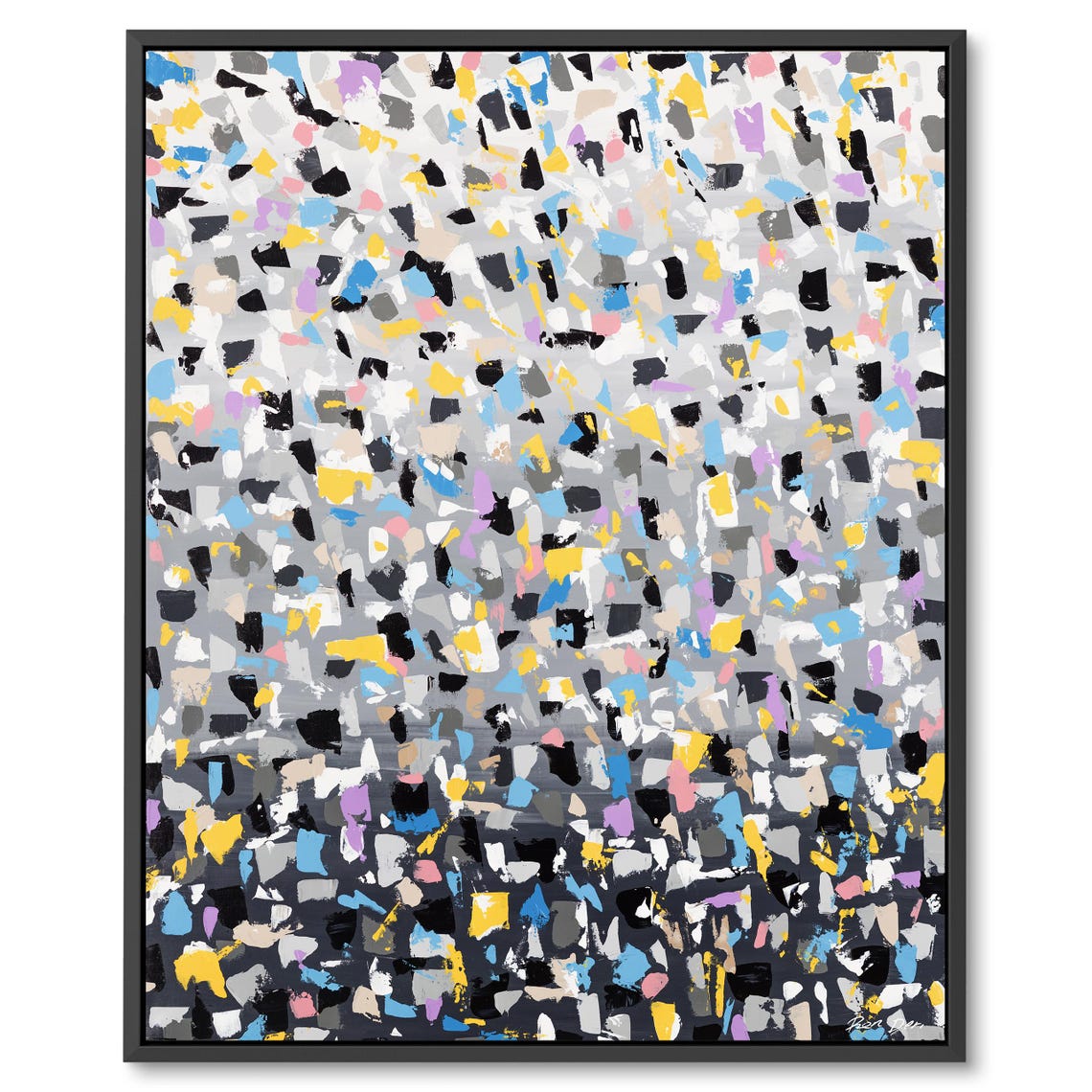 Charcoal Gradient Confetti Mosaic Poster Modern Black to White Art - Image 5