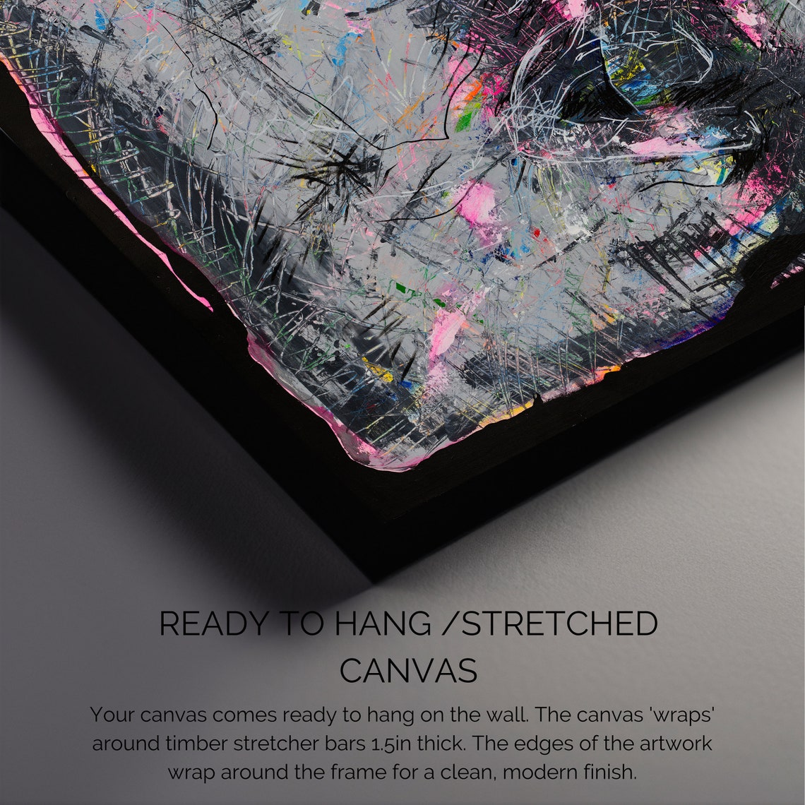 Dark Charcoal Abstract with Pink Streaks Textured Modern Art Poster - Image 4