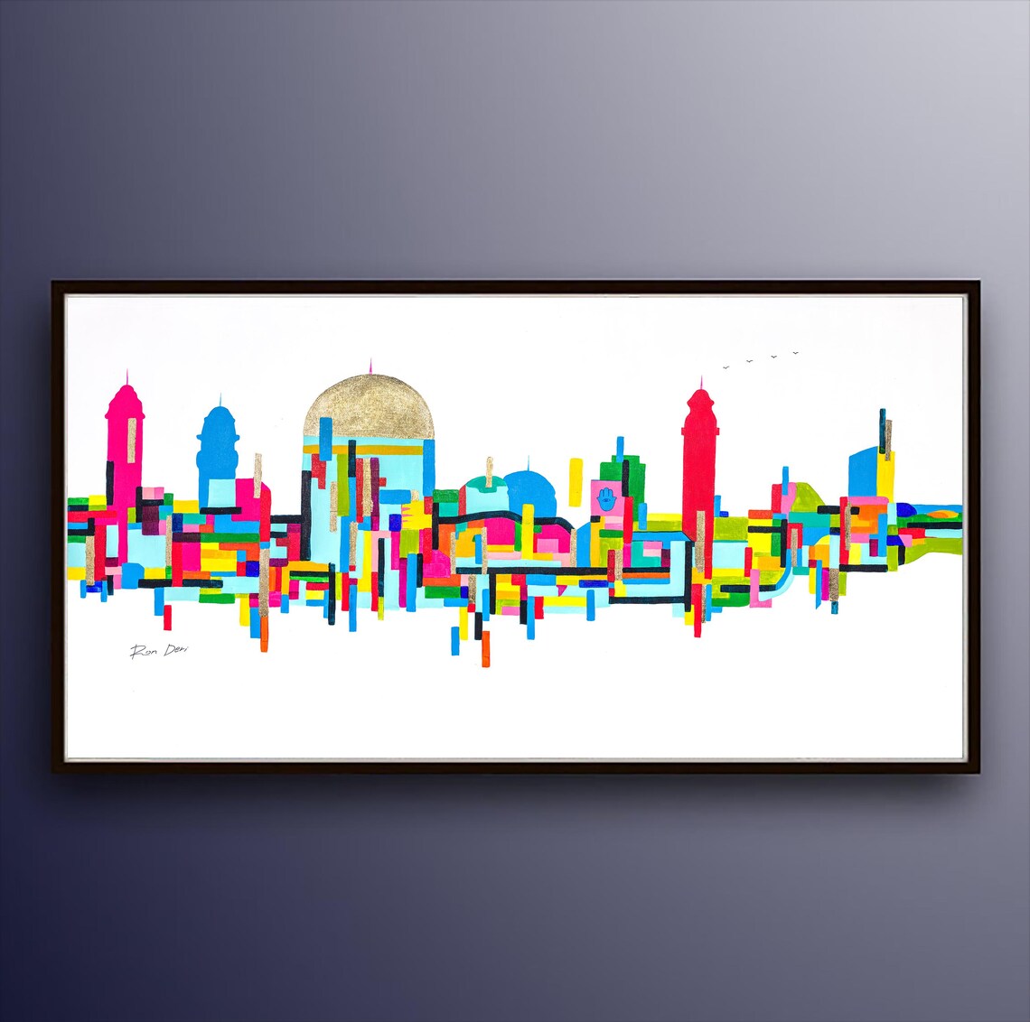 Jerusalem Abstract Painting, Jewish Art by Ron Deri - Image 5