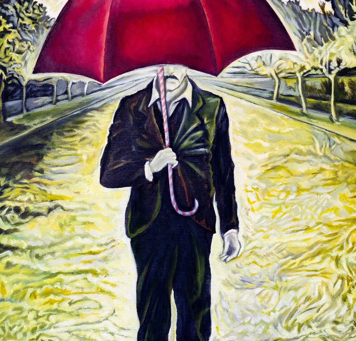 Expressionism Red Umbrella Artwork by Ron Deri - Image 3