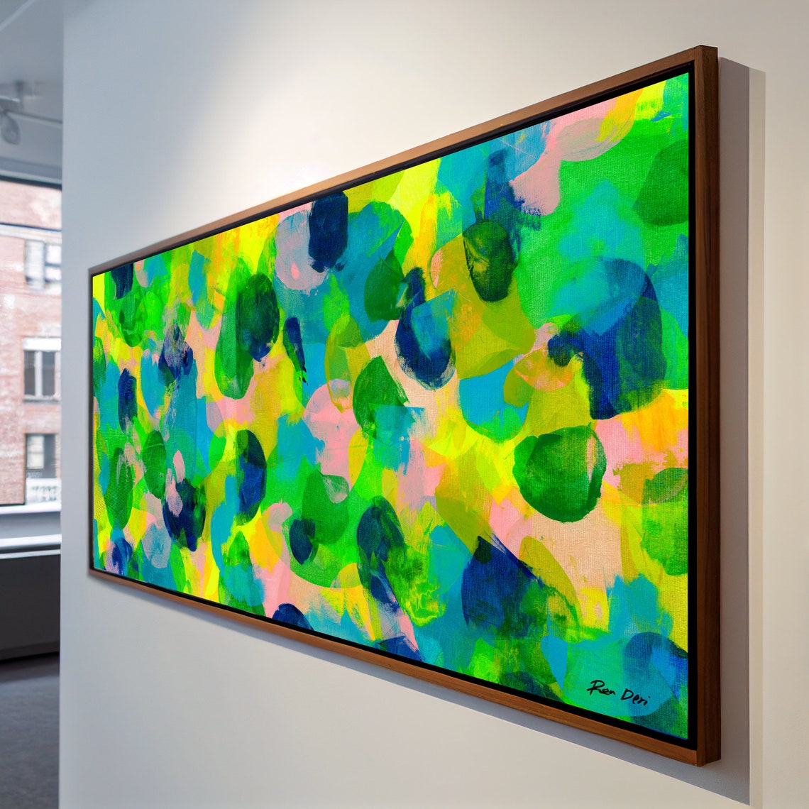Vibrant Pop Art Abstract Painting Green And Yellow Bold Art Modern Abstract Art Large Wall Art Wide Painting Abstract Print - Image 3