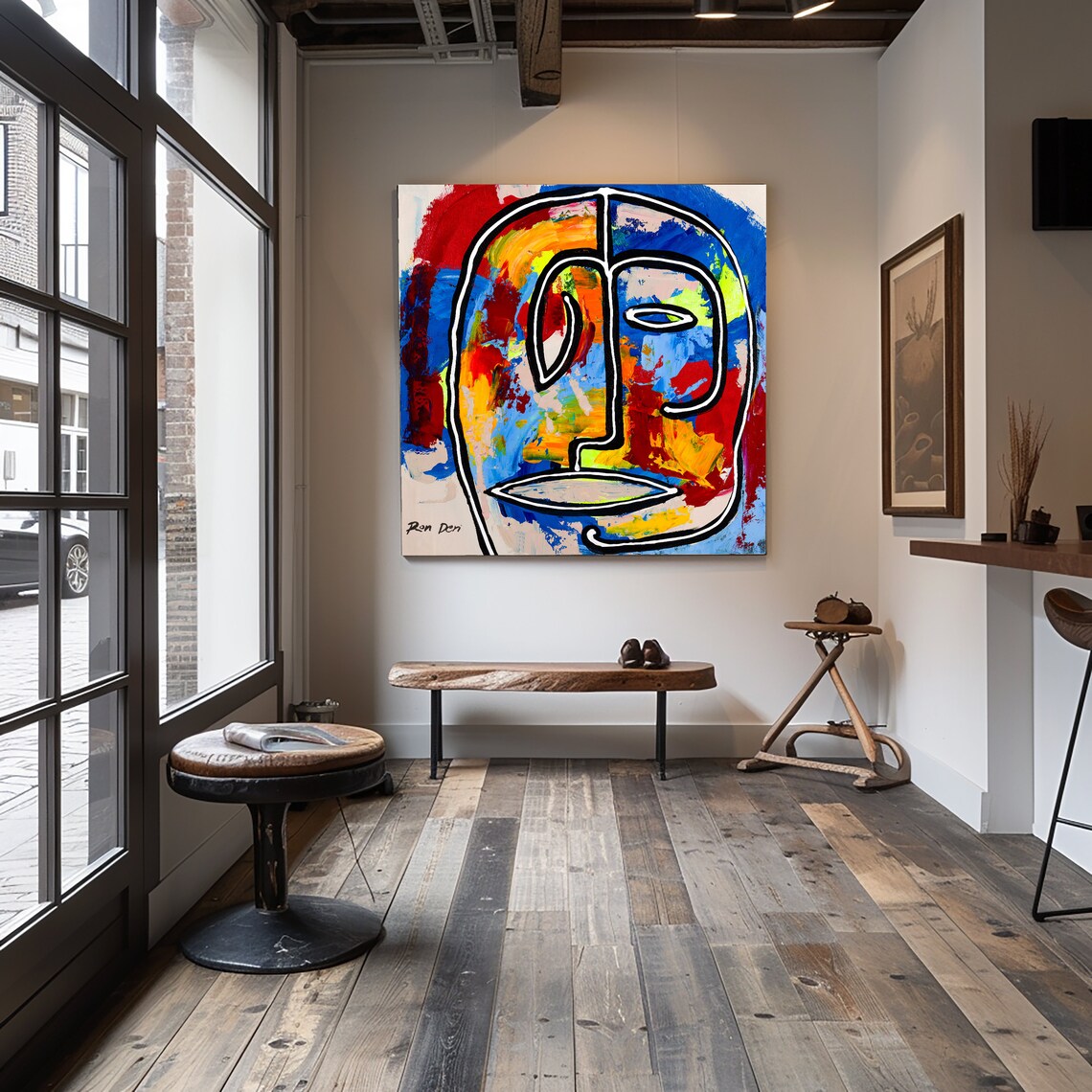 Abstract Face Wall Art Print, Colorful Bedroom Decor - Image 4