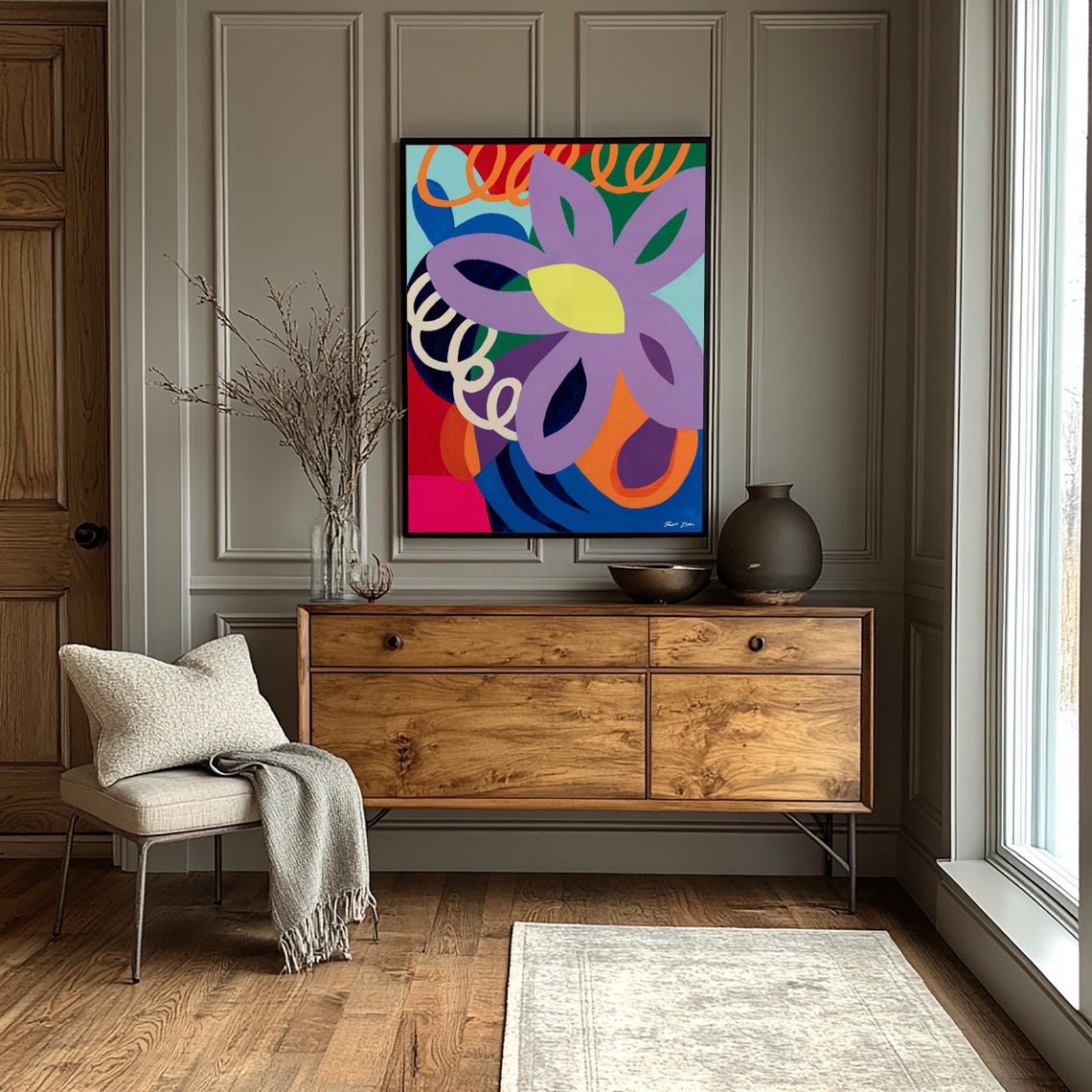 Abstract Flower Art Print Bold Colorful Wall Art Modern Botanical Decor Vibrant Home Office Artwork Large Print - Image 4