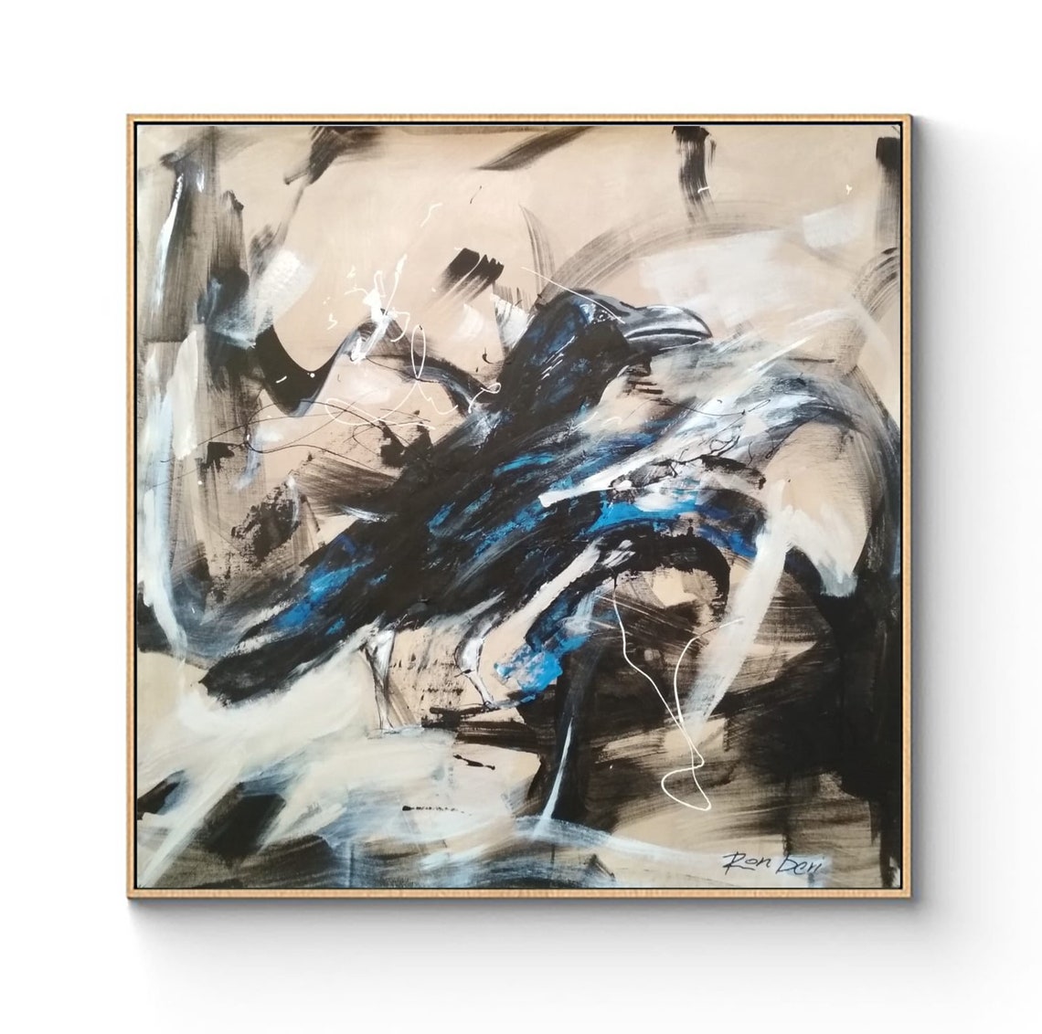 Dramatic Black Raven Modern Abstract Bird Painting By Ron Deri Poster - Image 2