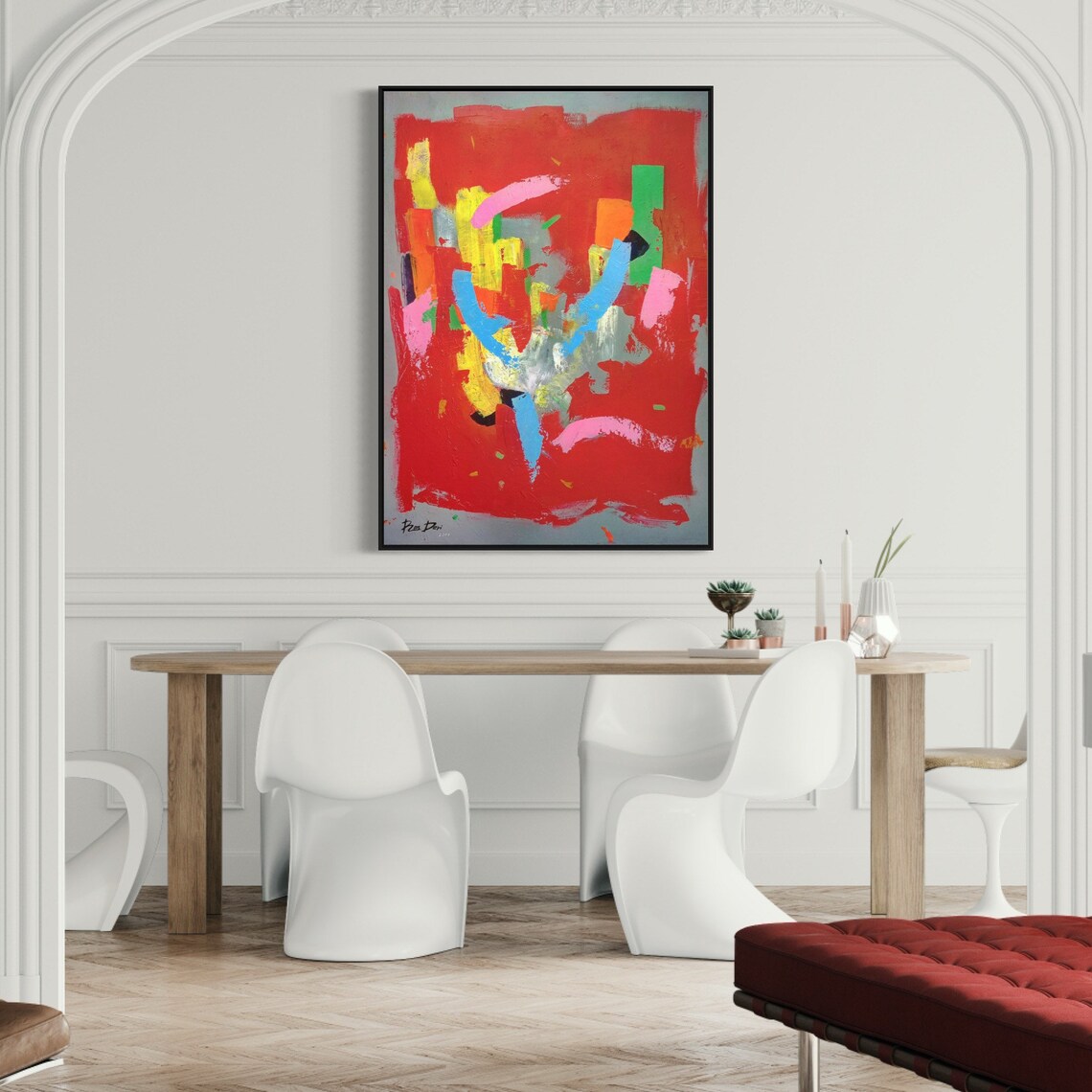 Red Abstract Painting, Office Decor Art Print - Image 3