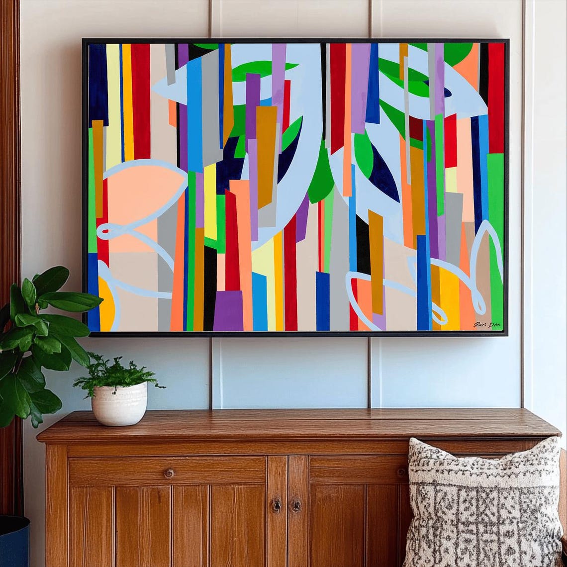 Rainbow Vertical Stripe Abstract Poster Bold Multicolor Pop Lines - Image 5