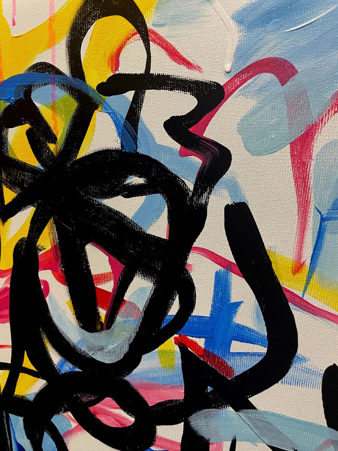 Black Border Graffiti Scribble Vertical Abstract Artwork Poster - Image 3
