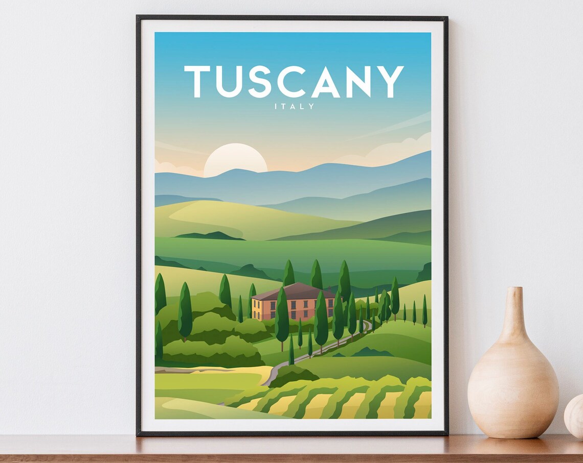 Tuscany Italy Rolling Hills Villa Cypress Countryside Poster