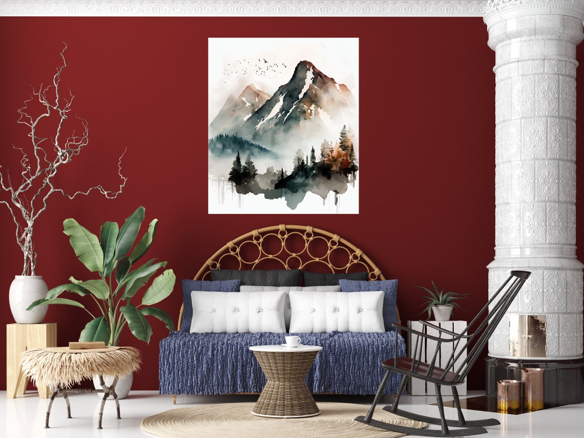 Fall Mountain Watercolor Prints Watercolor Prints Mountain Watercolor Wall Art Watercolor Art - Image 2