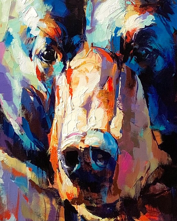 Black Bear Close Up Colorful Abstract Oil Painting Art Poster