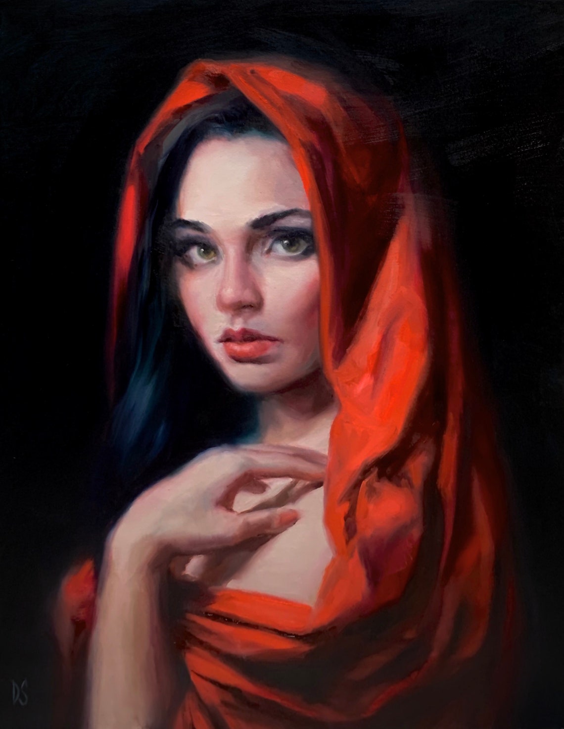 Original Painting Crimson Soul 24x30 Oil On Portrait Painting Birthday Presents Housewarming Gifts Art For Bedroom Female - Image 2