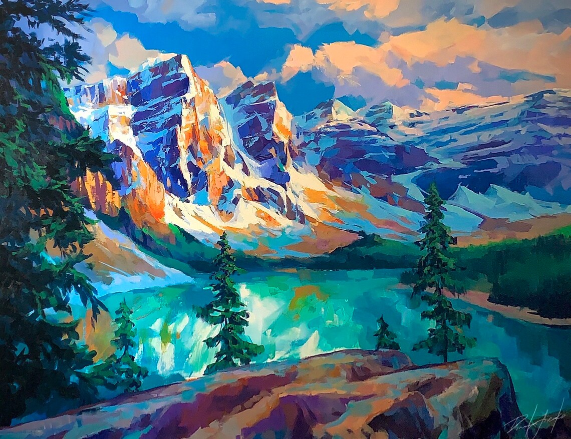 Lake Moraine Landscape Art Print, Banff Alberta