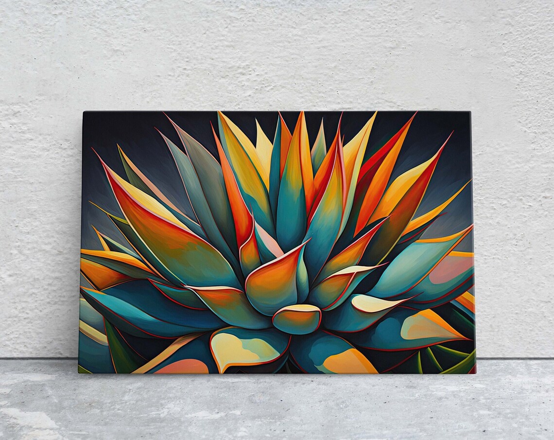 Agave Cactus Modern Colorful Plant Art Print