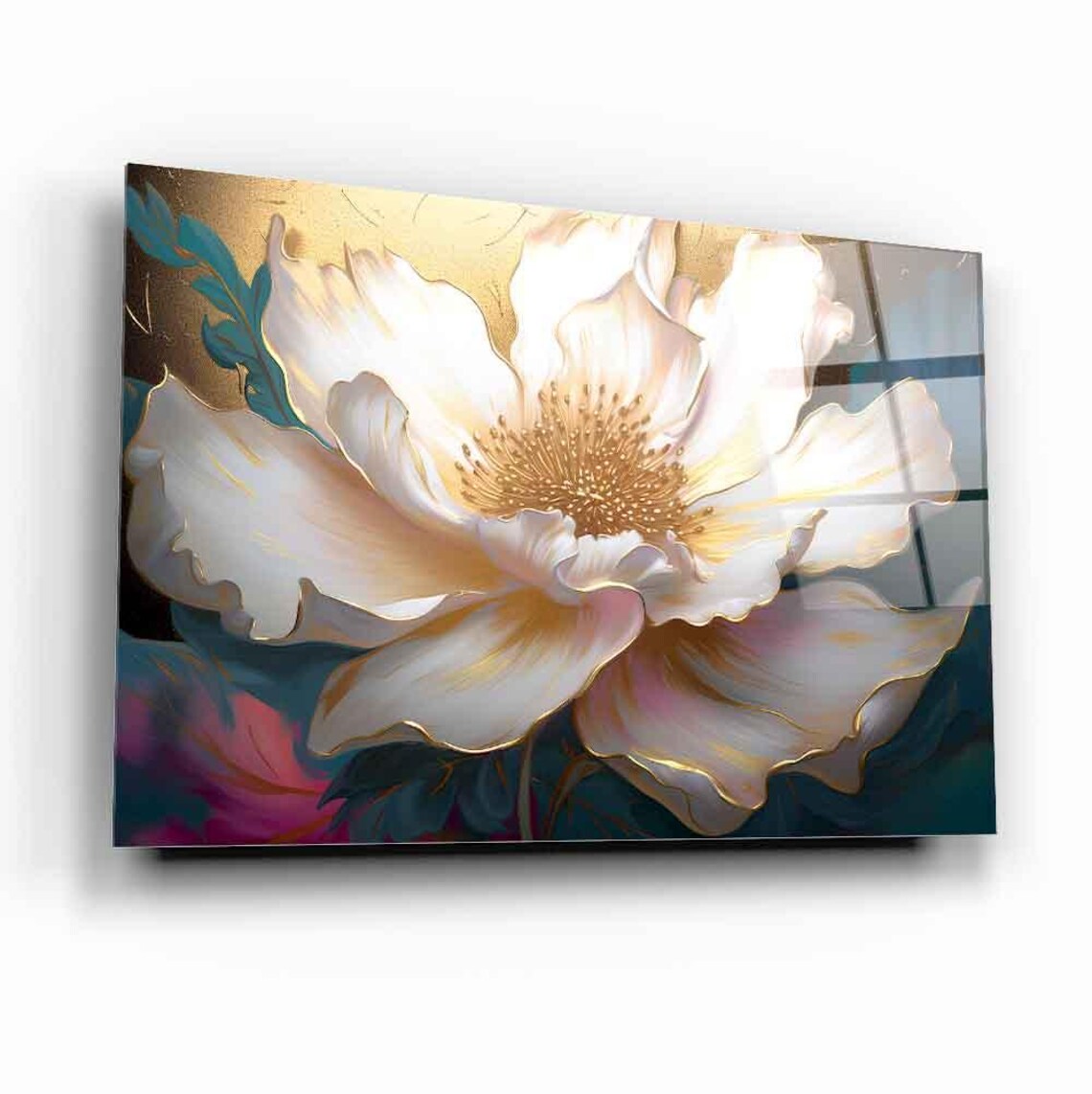 Elegant Floral Bloom Wall Art Tempered Glass Print Modern Flower Wall Decor Luxury Glass Wall Art For Home And Office - Image 3