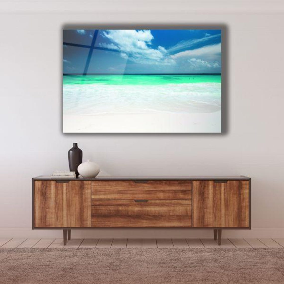 Turquoise Tropical Beach With White Sand Clear Ocean View Poster