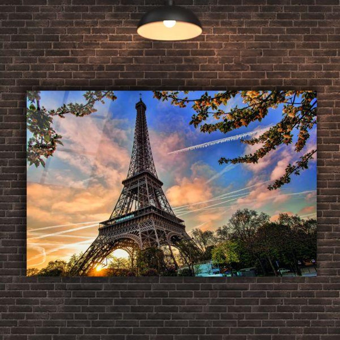 Eiffel Tower At Sunrise With Golden Pink Clouds Over Paris Poster - Image 2
