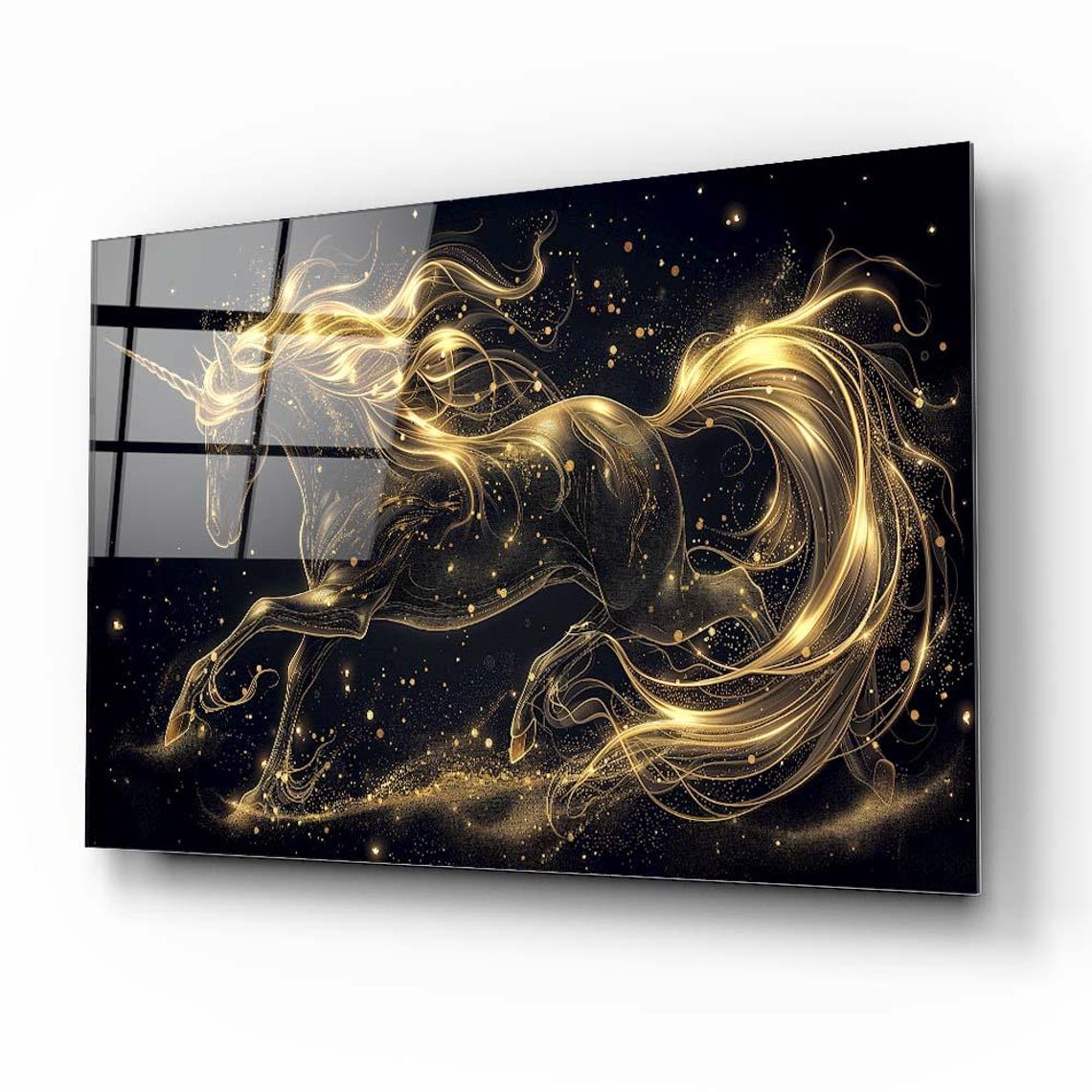 Golden Light Unicorn Galloping Through Sparkling Night Poster - Image 2
