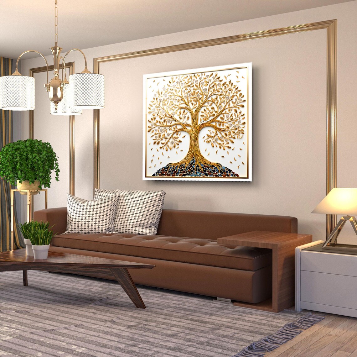 Elegant Tree Of Life Wall Art Tempered Glass Print Modern Nature Wall Decor Luxury Glass Wall Art For Home And Office - Image 3