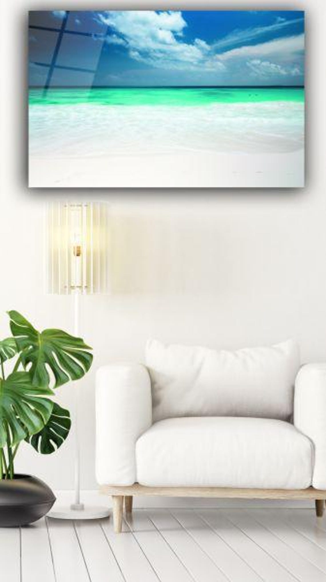 Turquoise Tropical Beach With White Sand Clear Ocean View Poster - Image 3