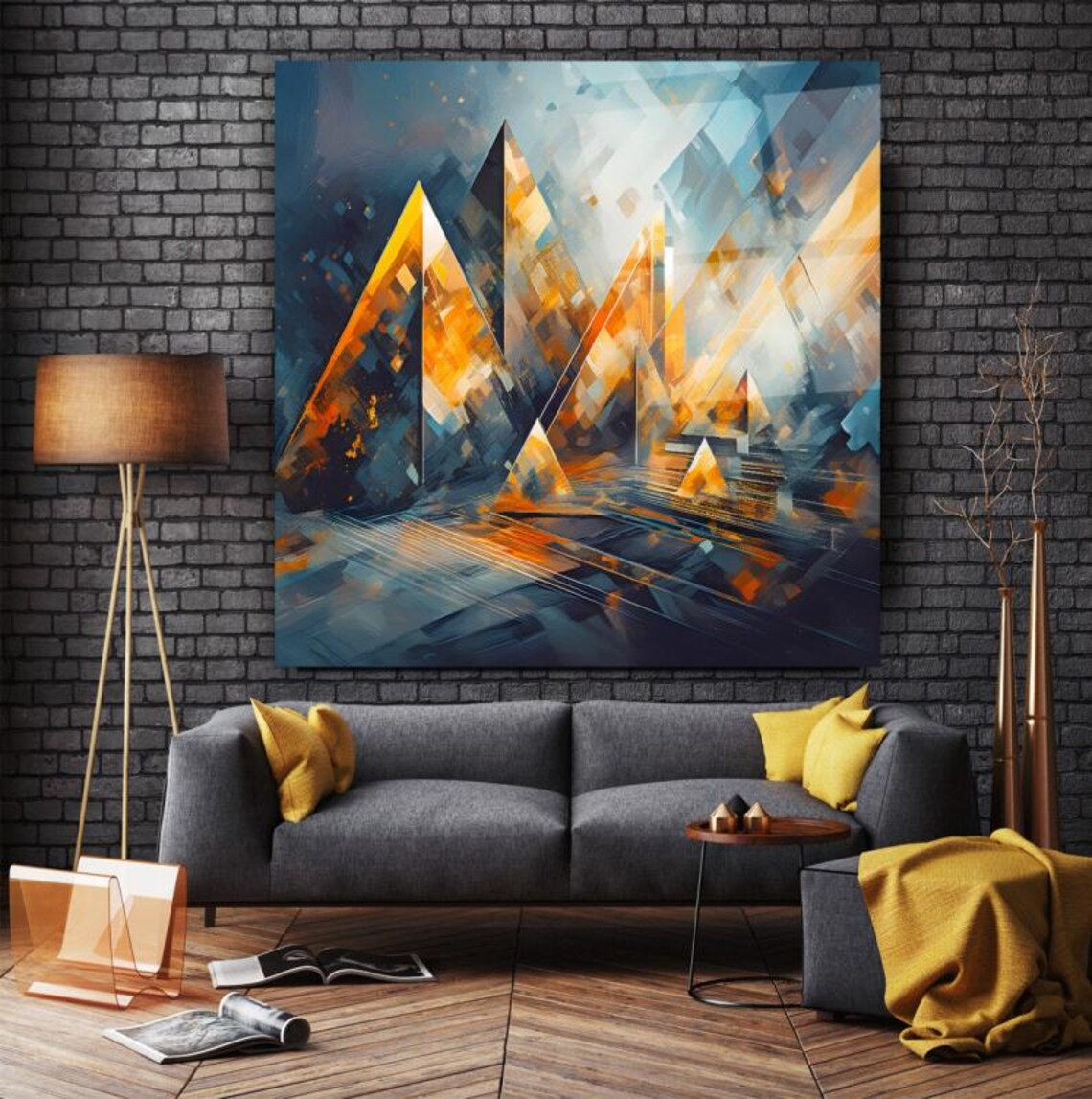 Abstract Geometric Pyramid Wall Art Tempered Glass Print Modern Abstract Decor Luxury Glass Wall Art For Home And Office - Image 3
