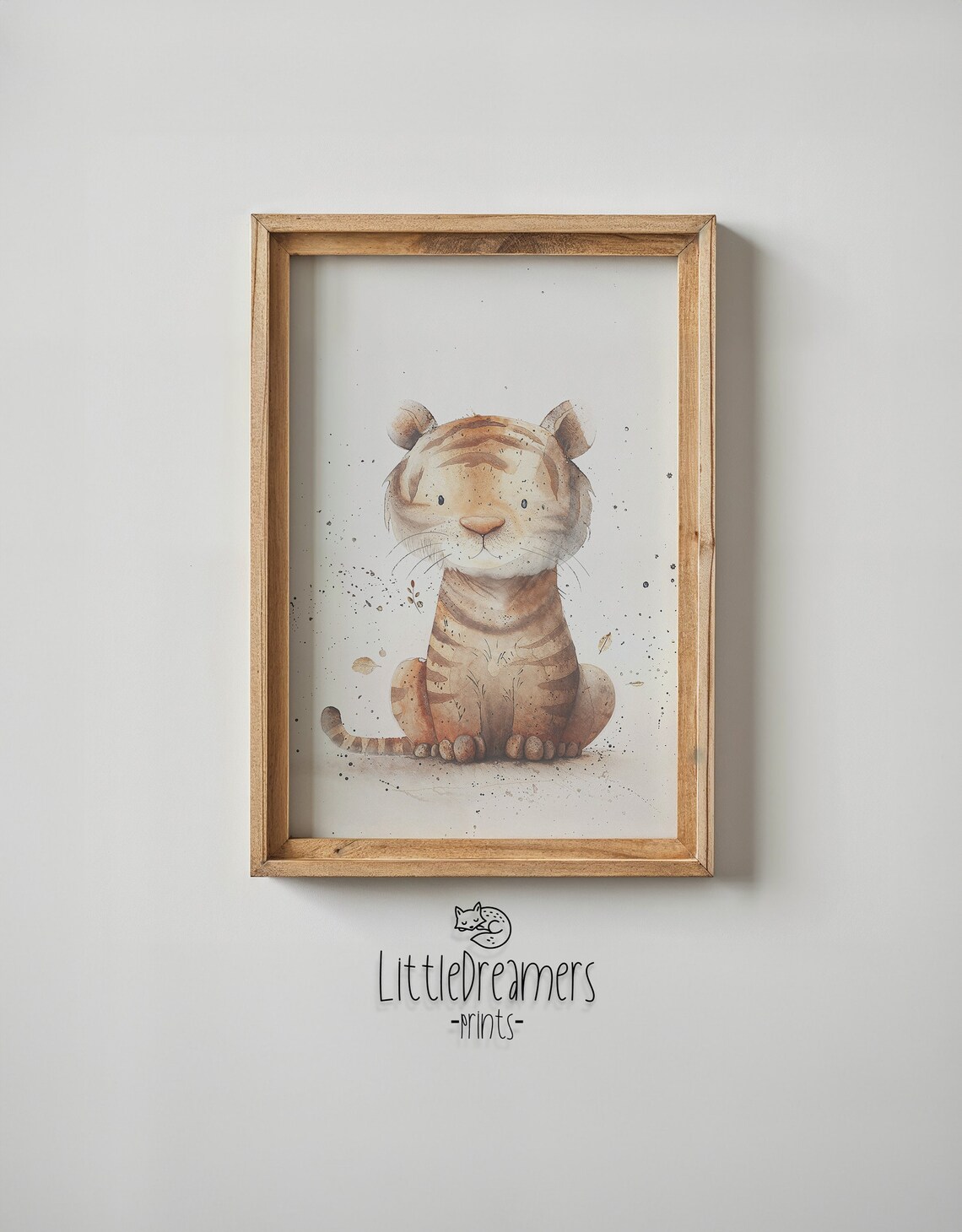 Baby Tiger Cub Watercolor Sitting Neutral Nursery Jungle Animal Poster - Image 6