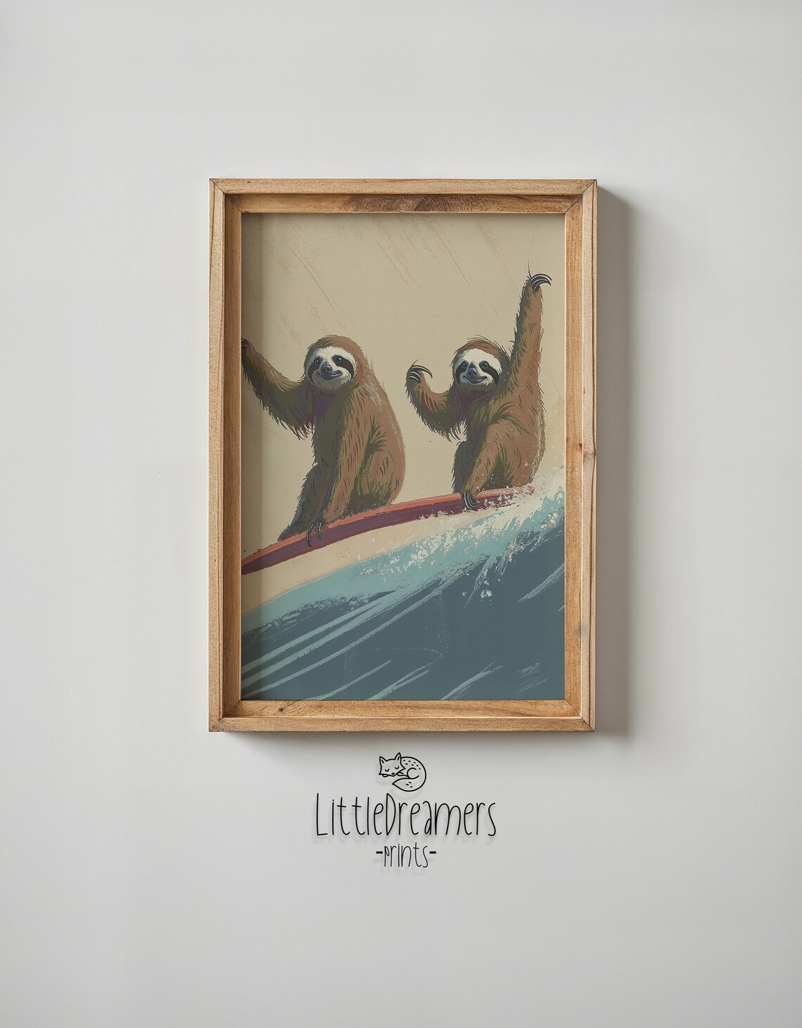 Sloth Surfing Nursery Art Print, Nautical Ocean Theme - Image 4