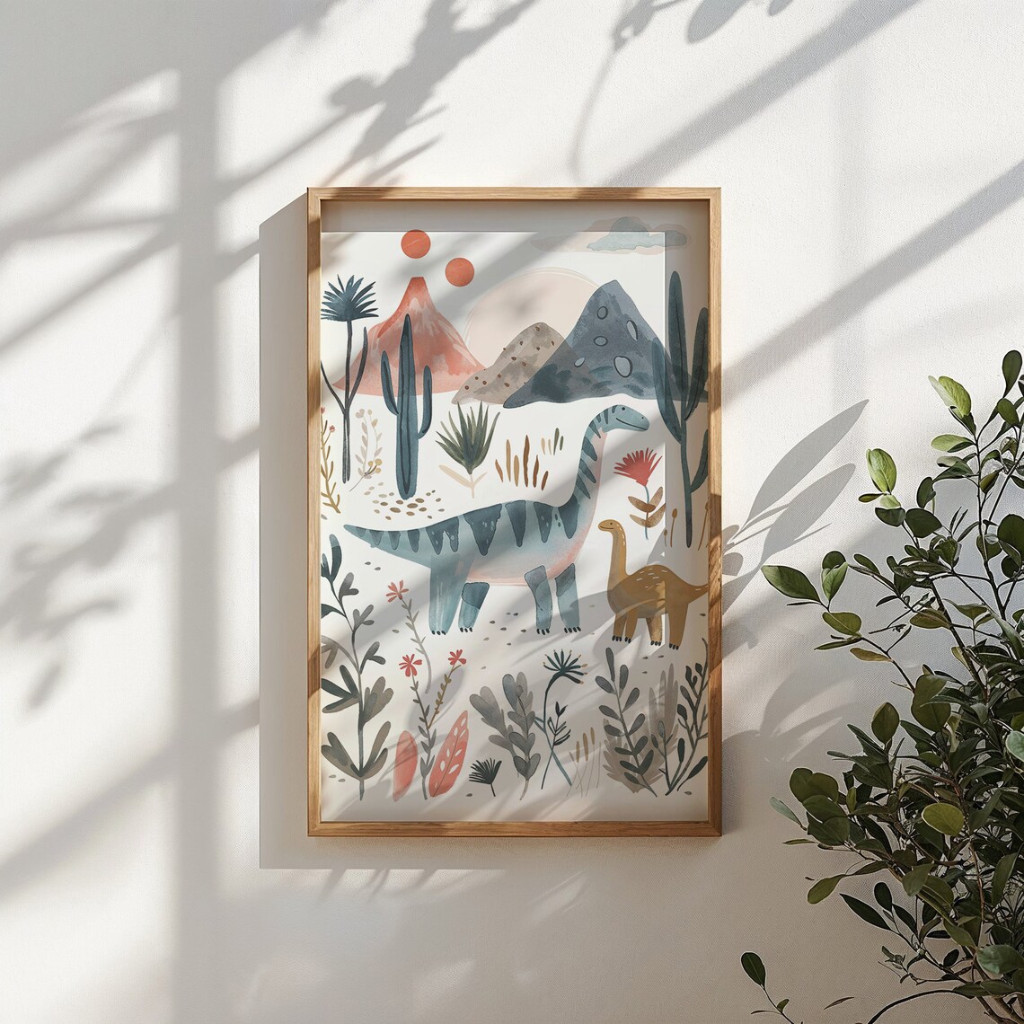 Dinosaur Nursery Art Print, Whimsical Desert Scene - Image 5