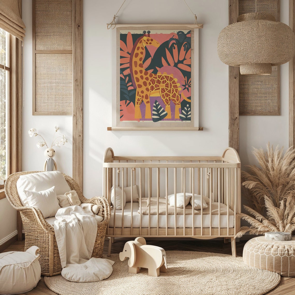 Tall Spotted Giraffe Colorful Abstract Jungle Nursery Poster - Image 4