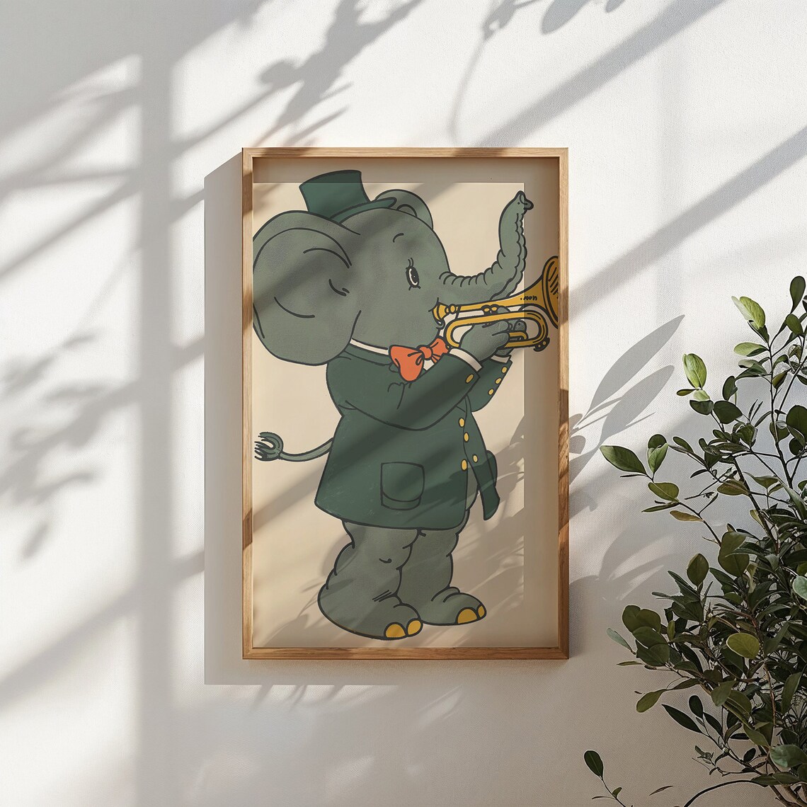 Elephant Trumpet Player Vintage Style Nursery Kids Music Room Art Poster - Image 4