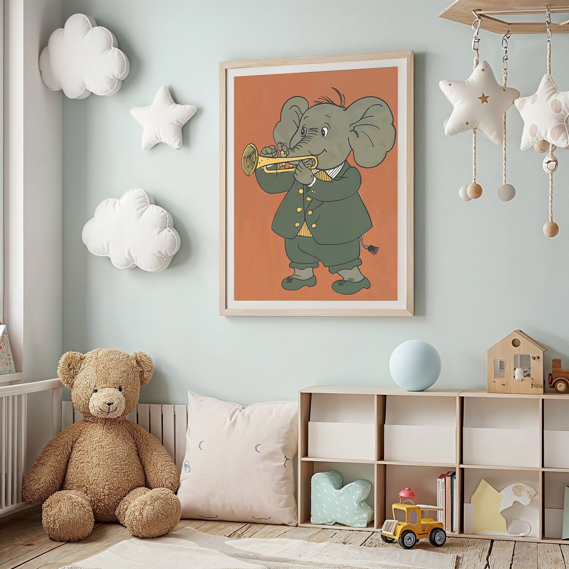 Elephant Musician Nursery Art Print, Kids Room - Image 3