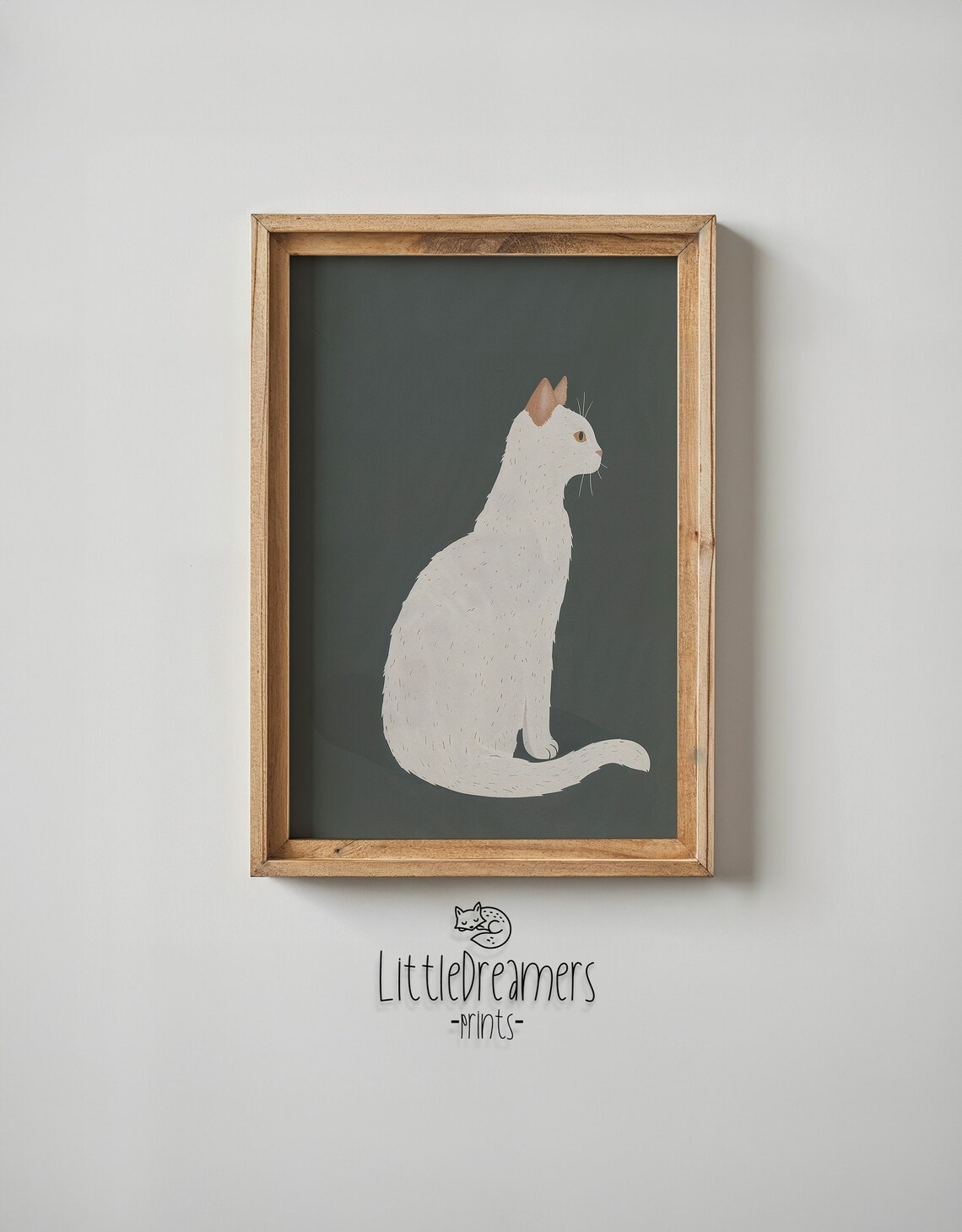 White Cat Nursery Art Print, Neutral Animal Illustration - Image 6