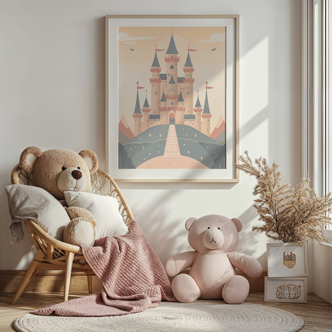 Fairytale Princess Castle Pastel Nursery Poster Dreamy Kids Room Art - Image 4