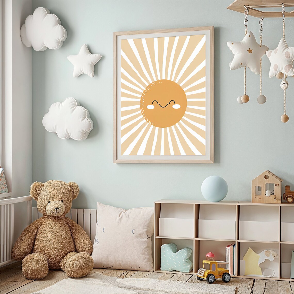 Smiling Sun Nursery Art Print, Whimsical Sunshine - Image 2