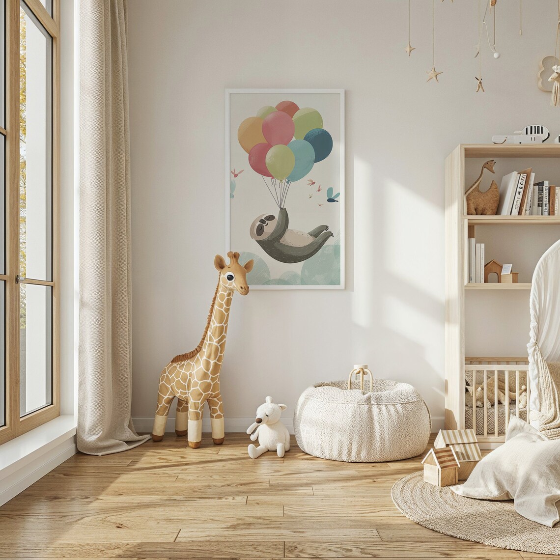 Sloth Balloon Adventure Nursery Wall Art Print - Image 2