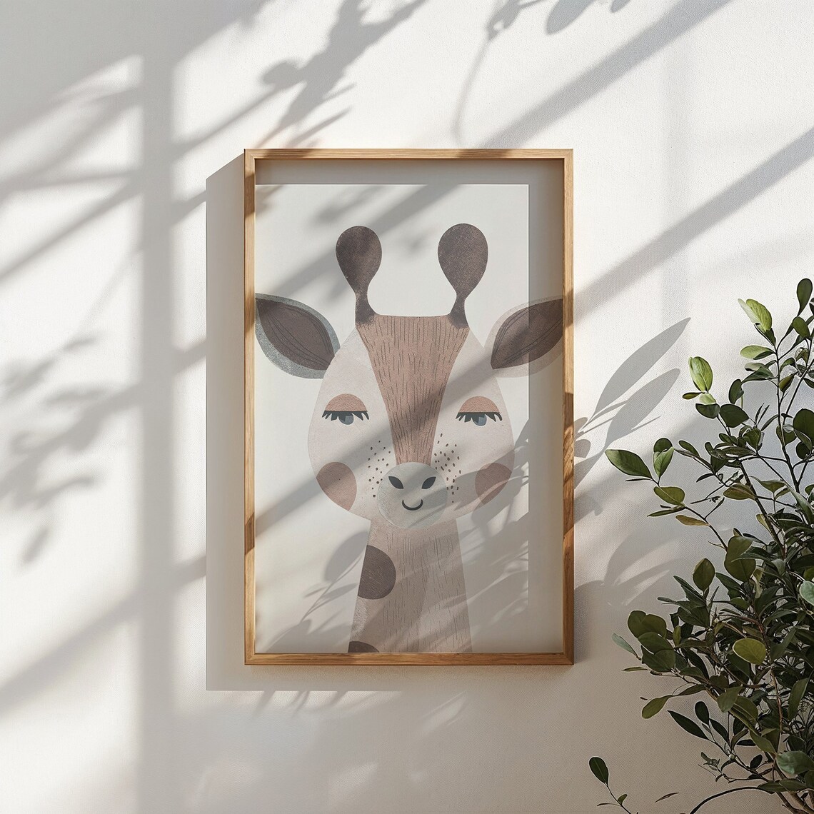 Giraffe Face Nursery Poster Minimalist Blush Brown Safari Baby Wall Art - Image 5