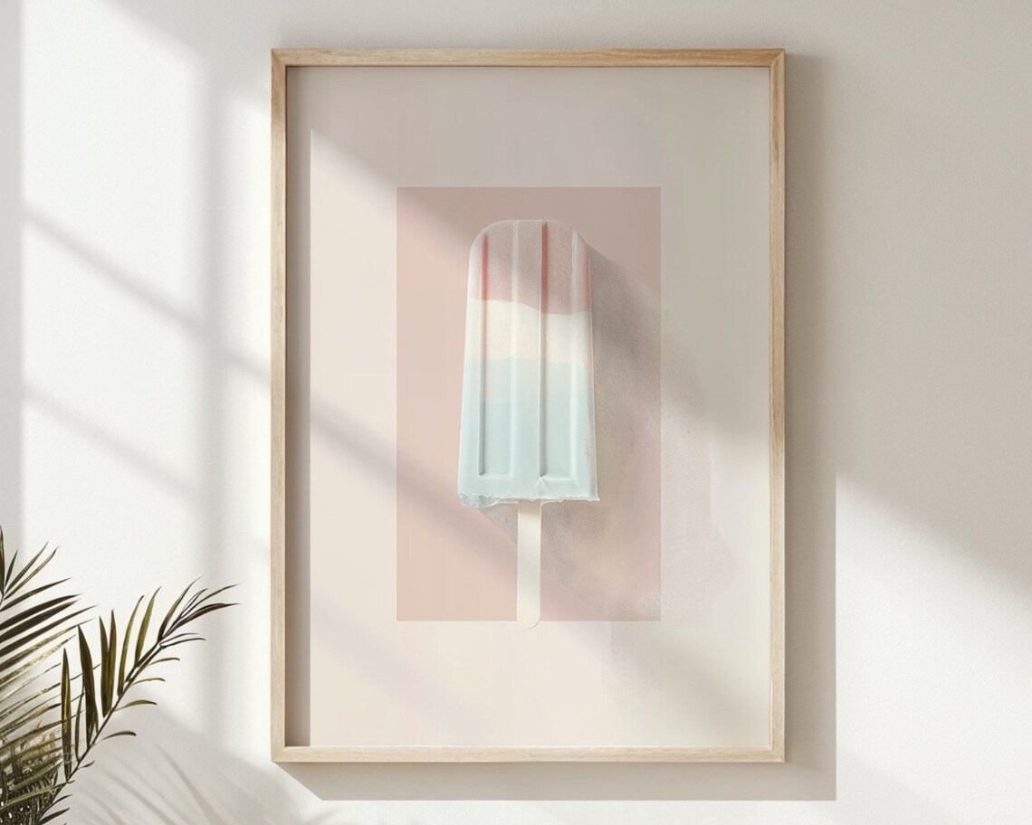 Pastel Striped Popsicle Ice Cream Art Kitchen Nursery Kids Room Poster