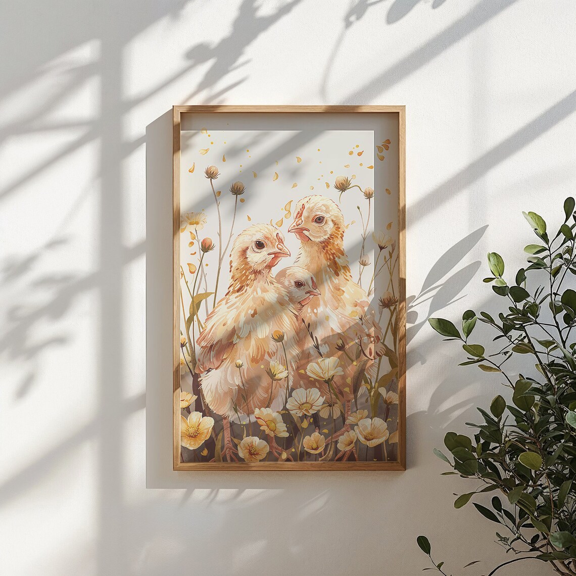 Three Baby Chicks Among Yellow Wildflowers Spring Watercolor Art Print - Image 5