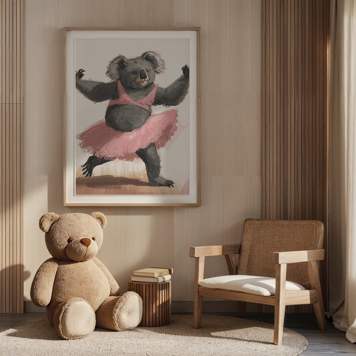 Dancing Koala Ballerina Pink Tutu Whimsical Kids Room Wall Art Poster - Image 5
