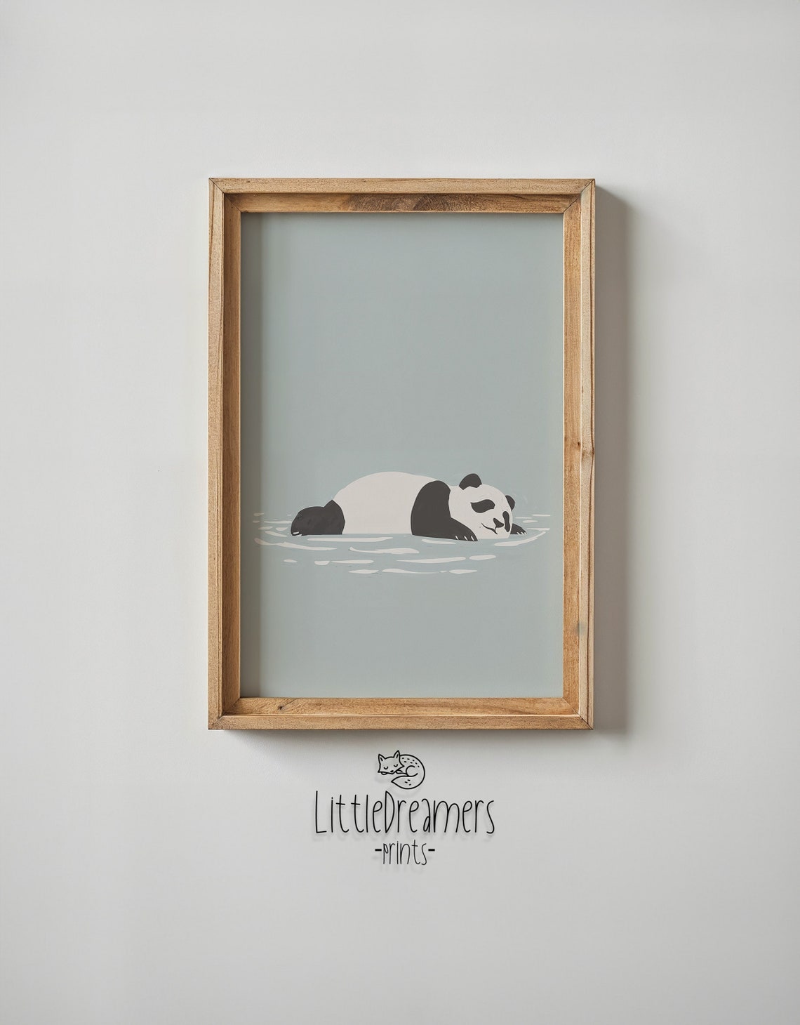 Lazy Panda Floating Calm Blue Water Minimalist Nursery Wall Poster - Image 5