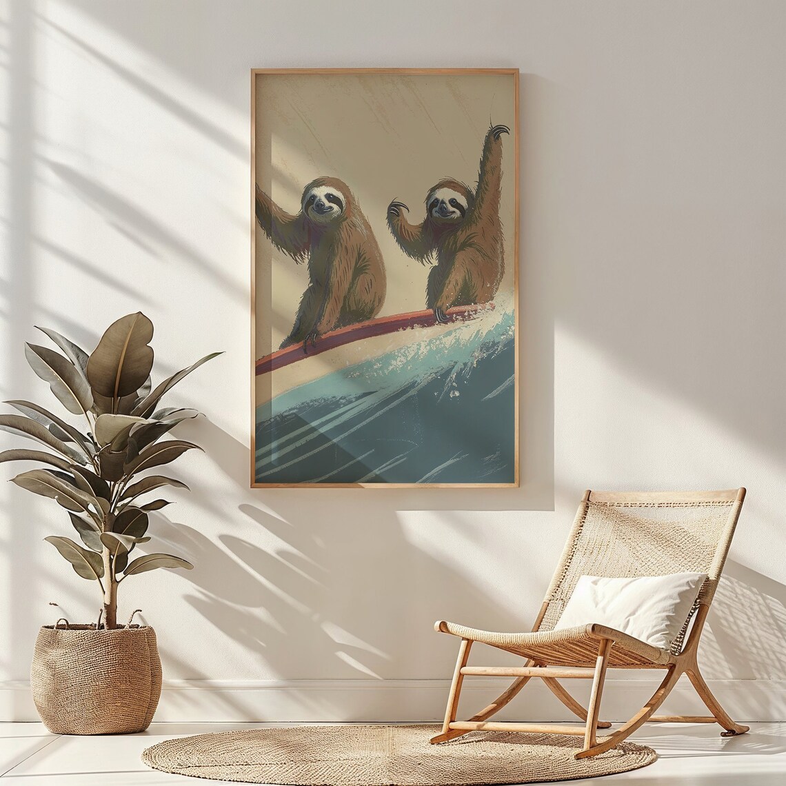 Sloth Surfing Nursery Art Print, Nautical Ocean Theme - Image 2