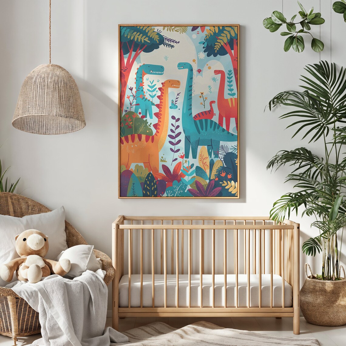 Colorful Dinosaur Nursery Art Print, Baby Room Decor - Image 2