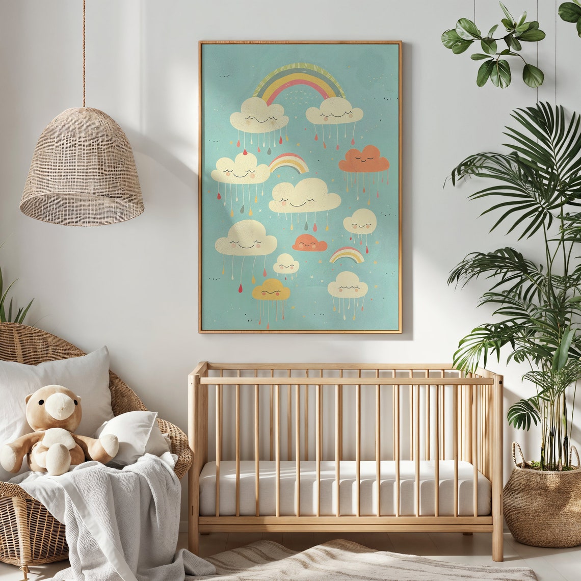 Rainbow Clouds Nursery Wall Art Smile Rain Kids Posters Whimsical Weather Decor Colorful Baby Room Art Instant Gift - Image 4