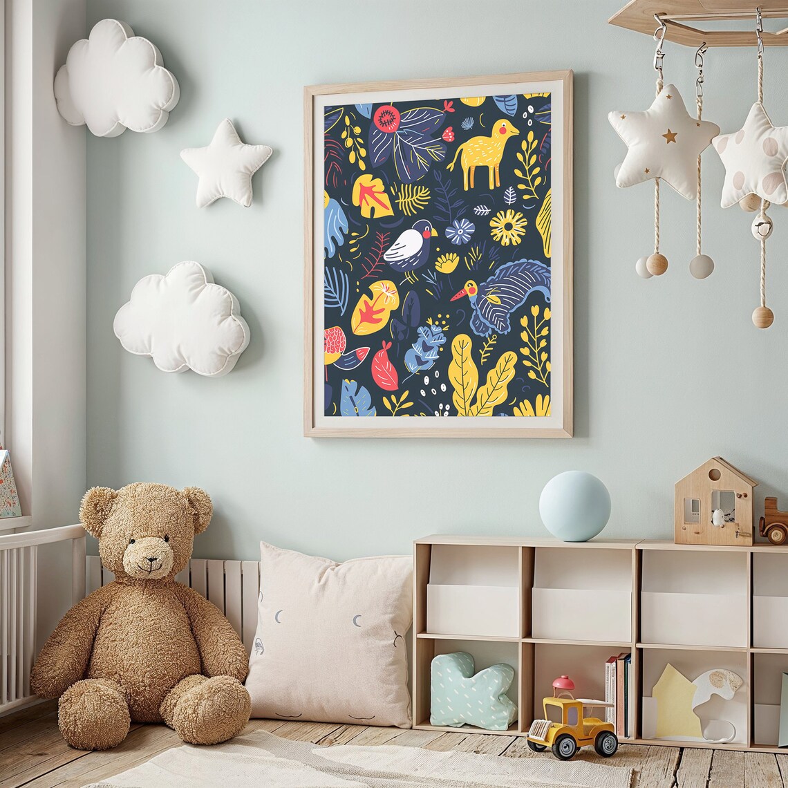 Whimsical Forest Animals Nursery Wall Art Kids Posters Decor Instant Colorful Nature Themed Background - Image 5