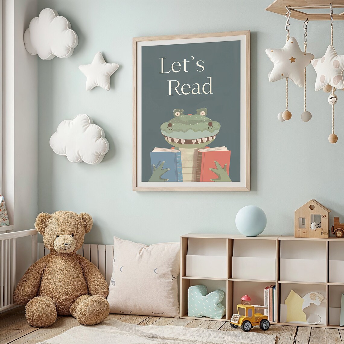 Reading Alligator Nursery Art Print for Young Readers - Image 2