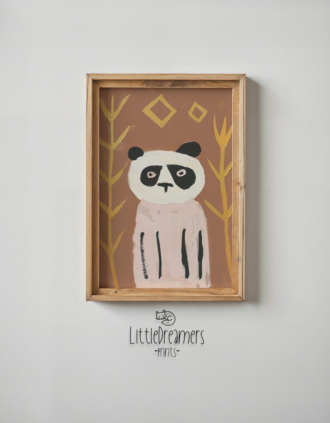 Abstract Panda Gold Bamboo Terracotta Background Modern Nursery Poster - Image 5