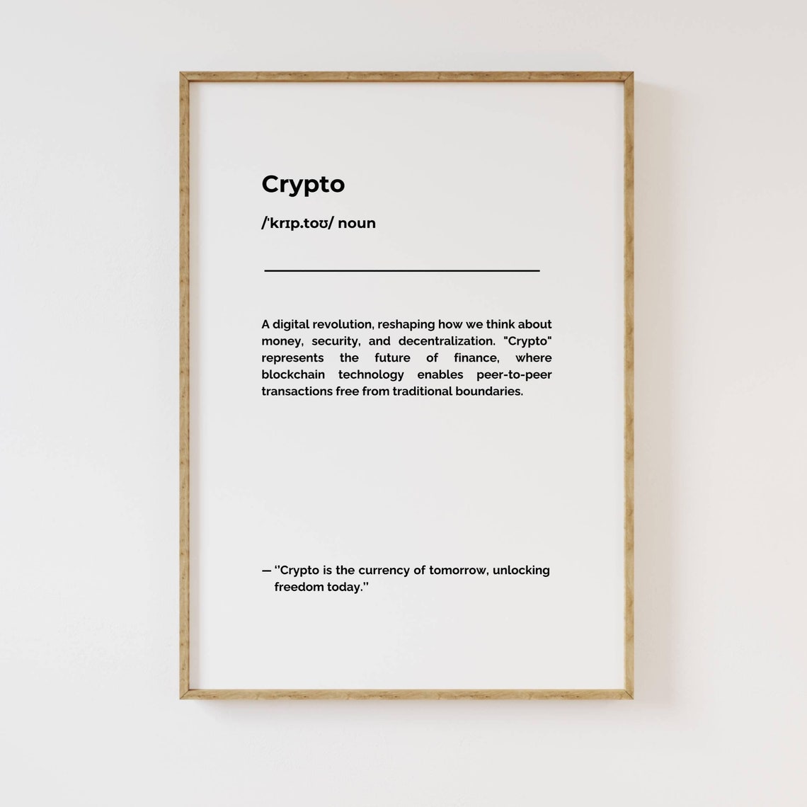Crypto Definition Digital Currency Future Tech Minimalist Poster - Image 2
